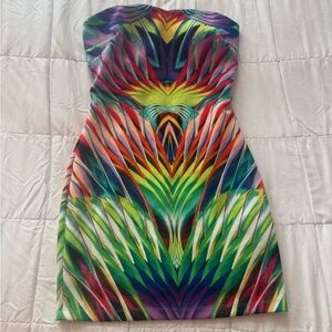 bebe Colorful Strapless Dress